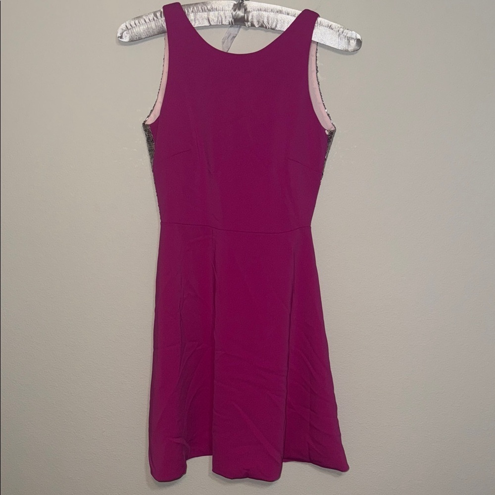Camilyn Beth Ampi Elegant Magenta Silver Sequin Fit & Flare Dress 0. B7